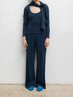 Leset Pointelle Boxer Pant Navy